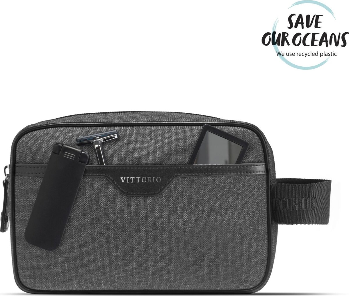 Vittorio - Herre Toilettaske I Genanvendt Plastik - Grå