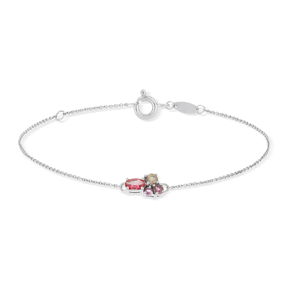 Bracelet or blanc 375 pierres fines 18 cm