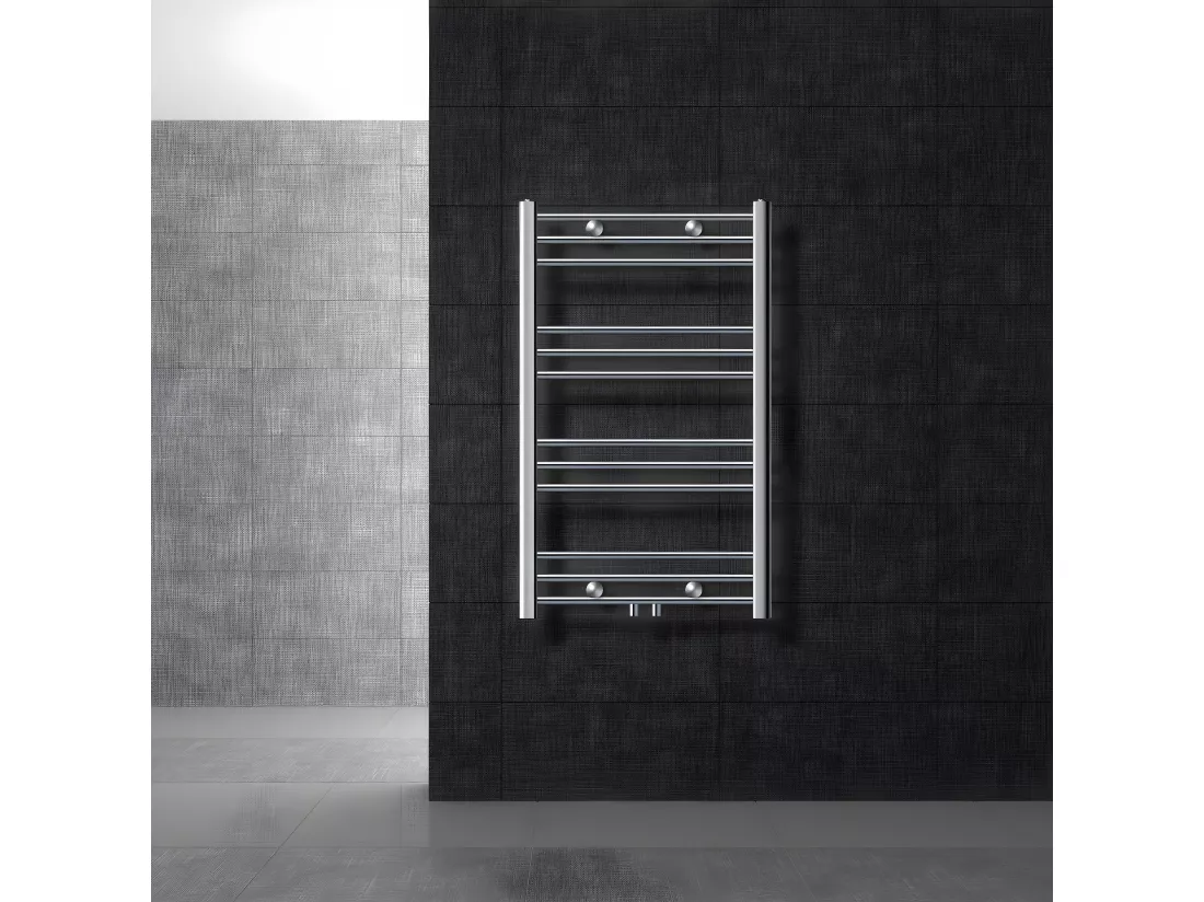 Radiateur sèche-serviette forme courbé acier chrome connexion central 60x80 cm