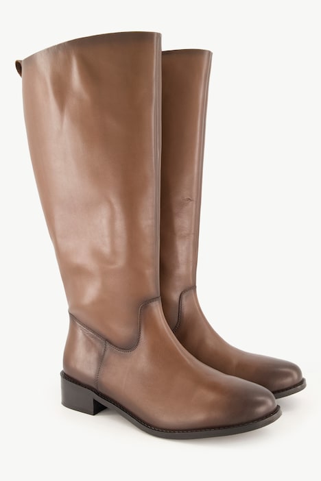 Lederstiefel, XL-Schaft, Elastikeinsatz, Weite H