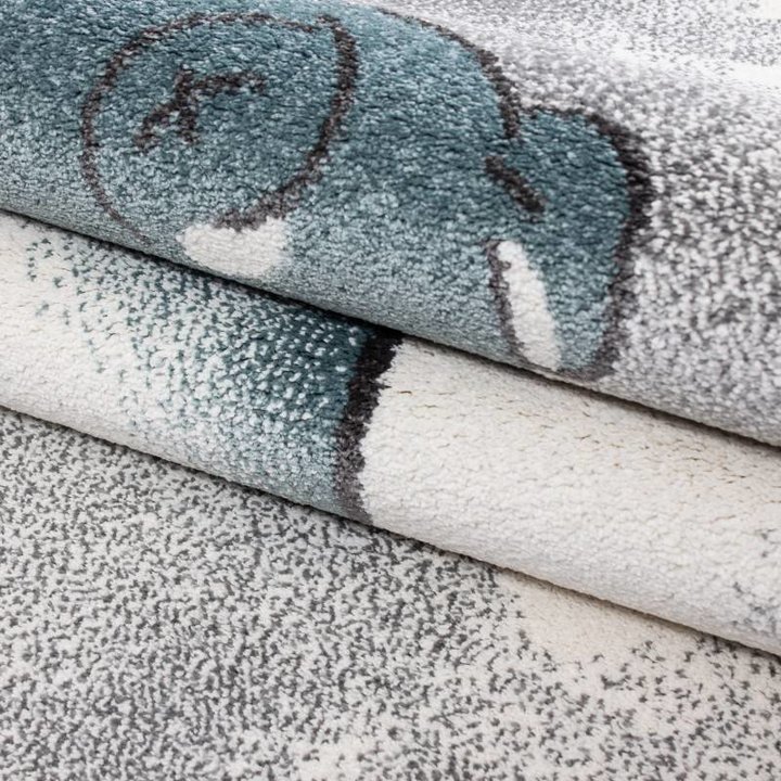 Kindervloerkleed - Beertje Blauw Rond