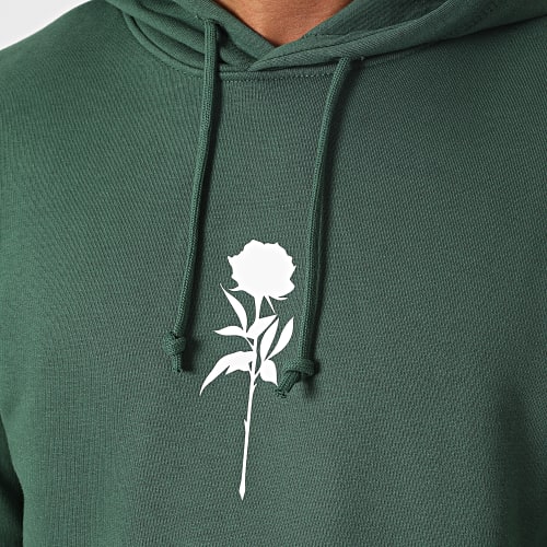 Sweat Capuche Roses Vert Blanc