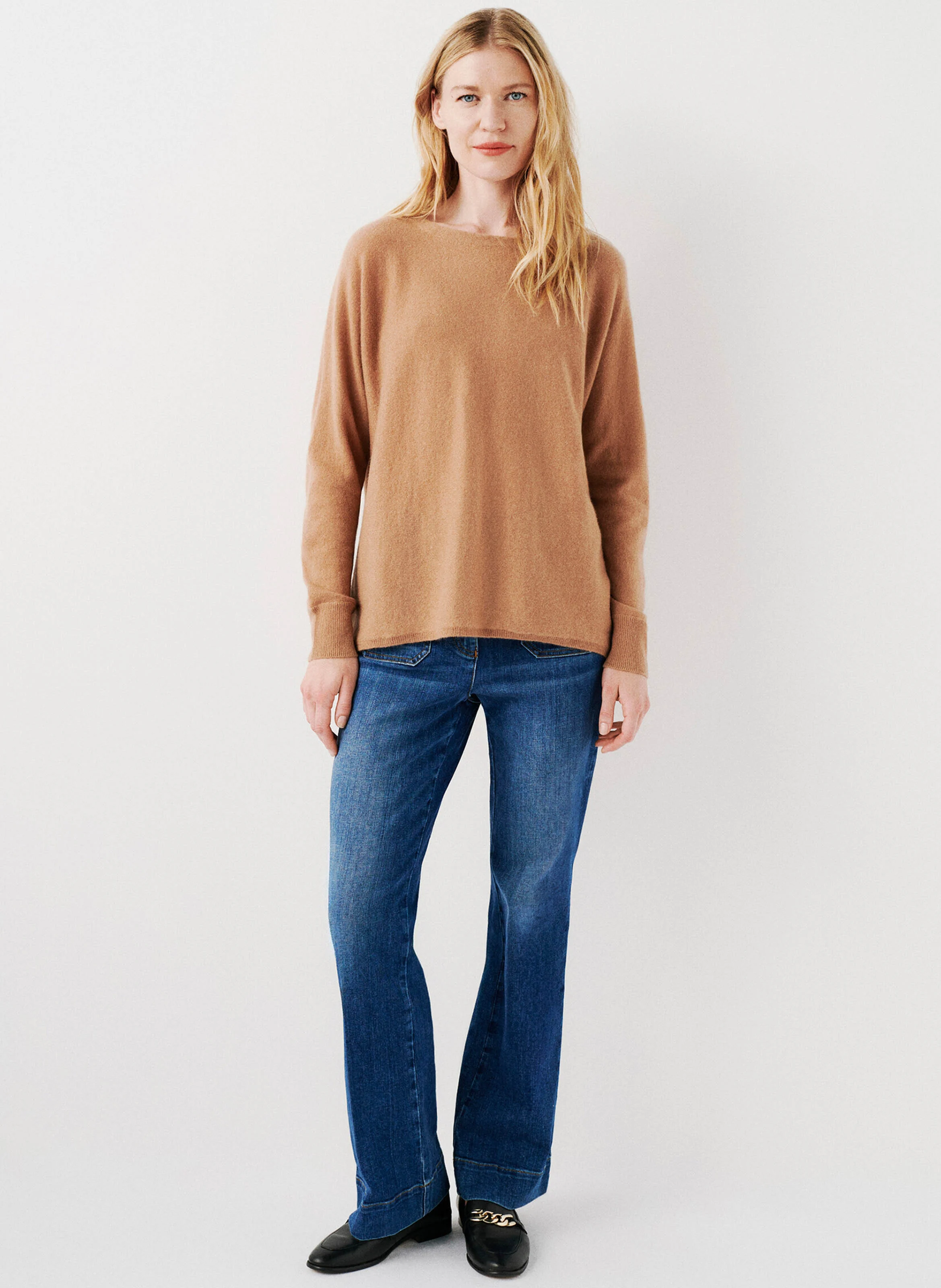 MAMELIA - Pull col rond ample en cachemire | Marron