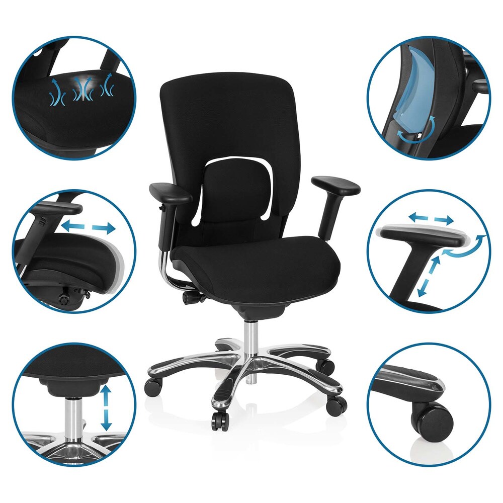 High End Bürostuhl VAPOR LUX BASE Stoff mit Armlehnen (höhenverstellbar) hjh OFFICE