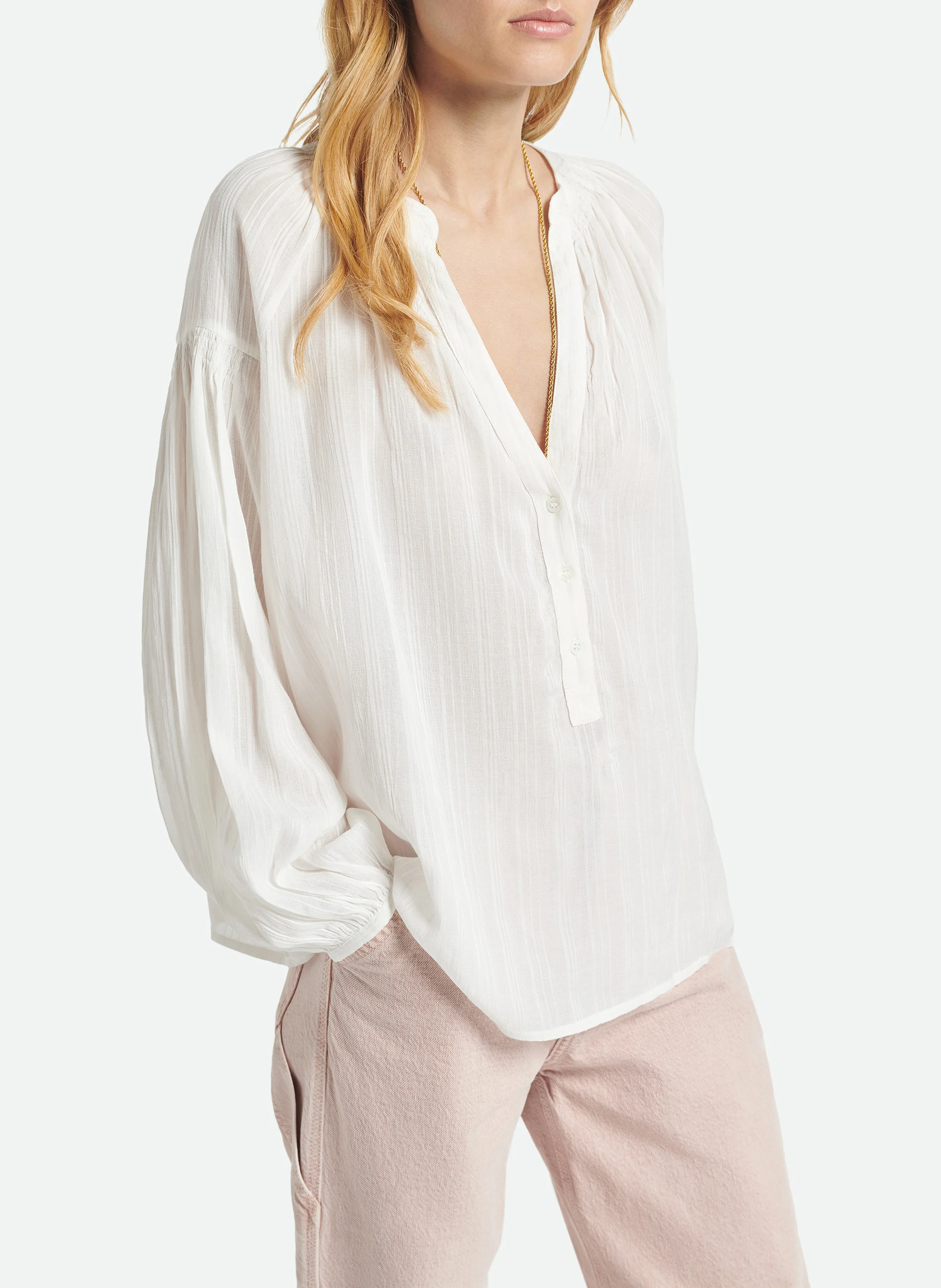 NIPOA - Chemise ample col tunisien | Blanc