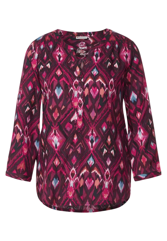 Ikat Bluse mit 3/4 Ärmel - tamed berry