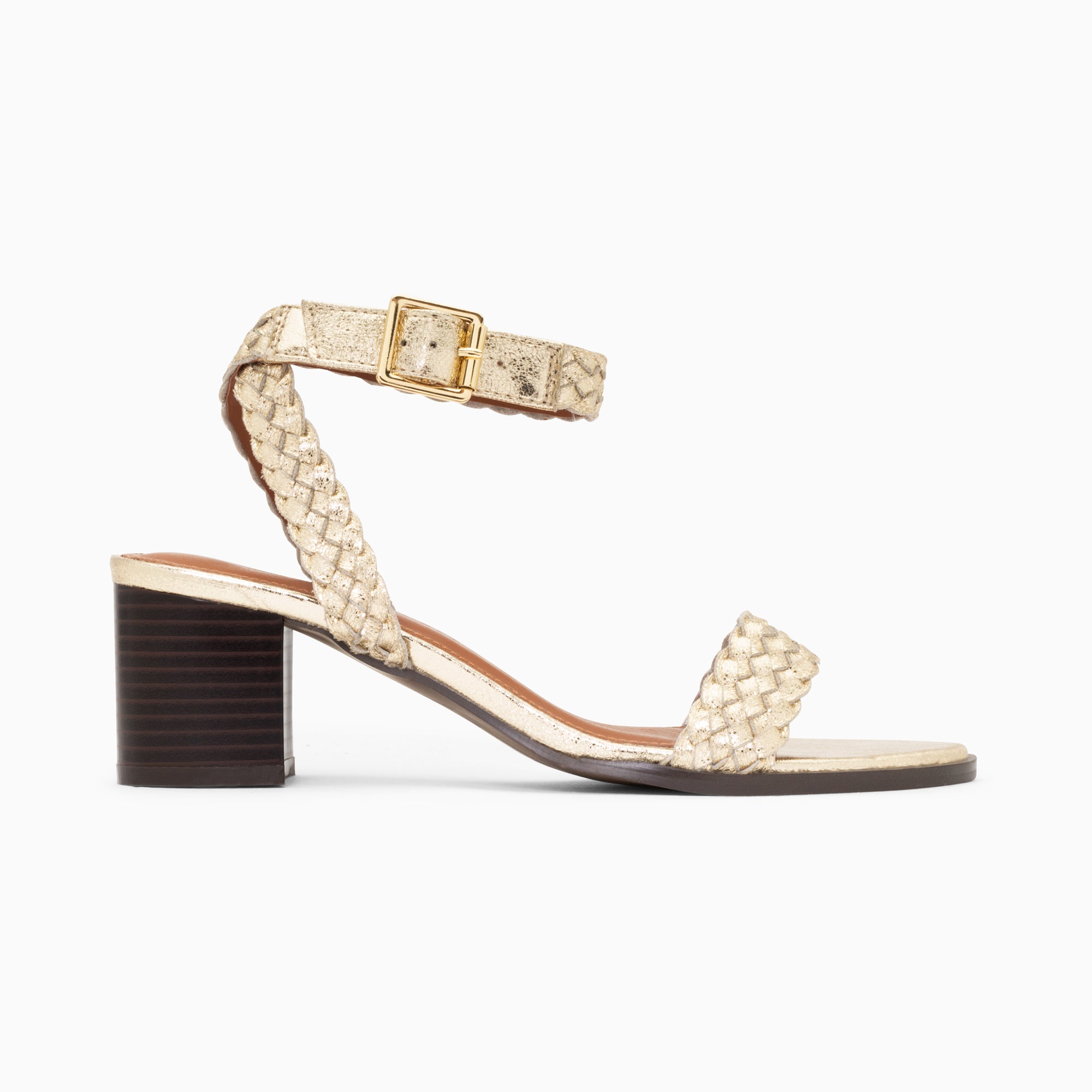 Sandales à talon, Compensées-Sandales Eugénie or à brides tressées