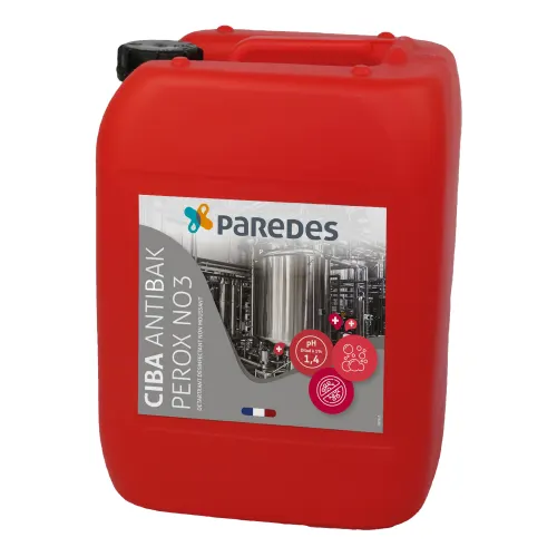 Détartrant désinfectant non moussant Paredes CIBA ANTIBAK PEROX NO3 bidon de 22kg