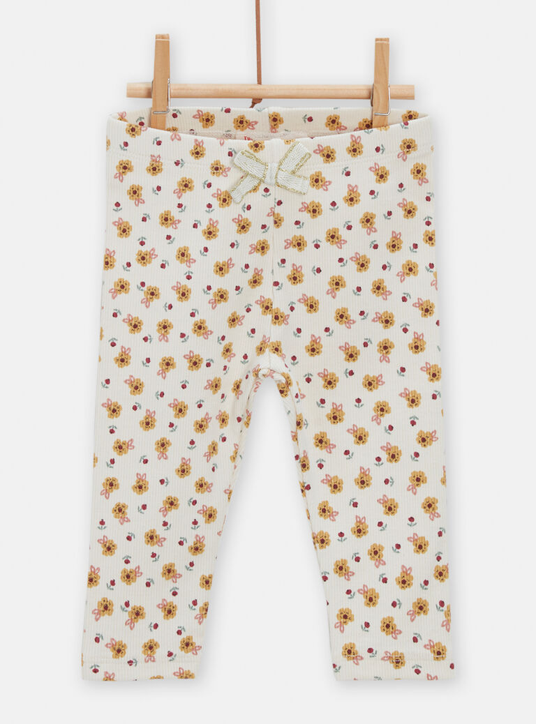 Legging côtelé à motif fleuri pour bébé fille
