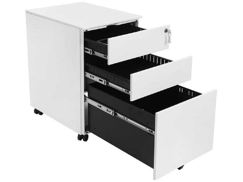 Songmics Multifunktionswagen OFC60WT Weiss Rollcontainer aus Stahl mit 3 Schubladen