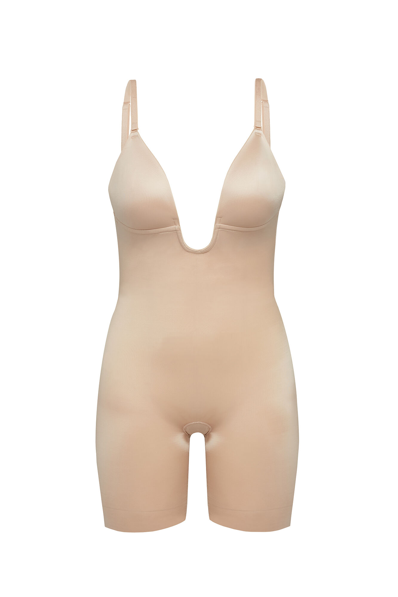 Body modelador Spanx bege com decote em U - nude