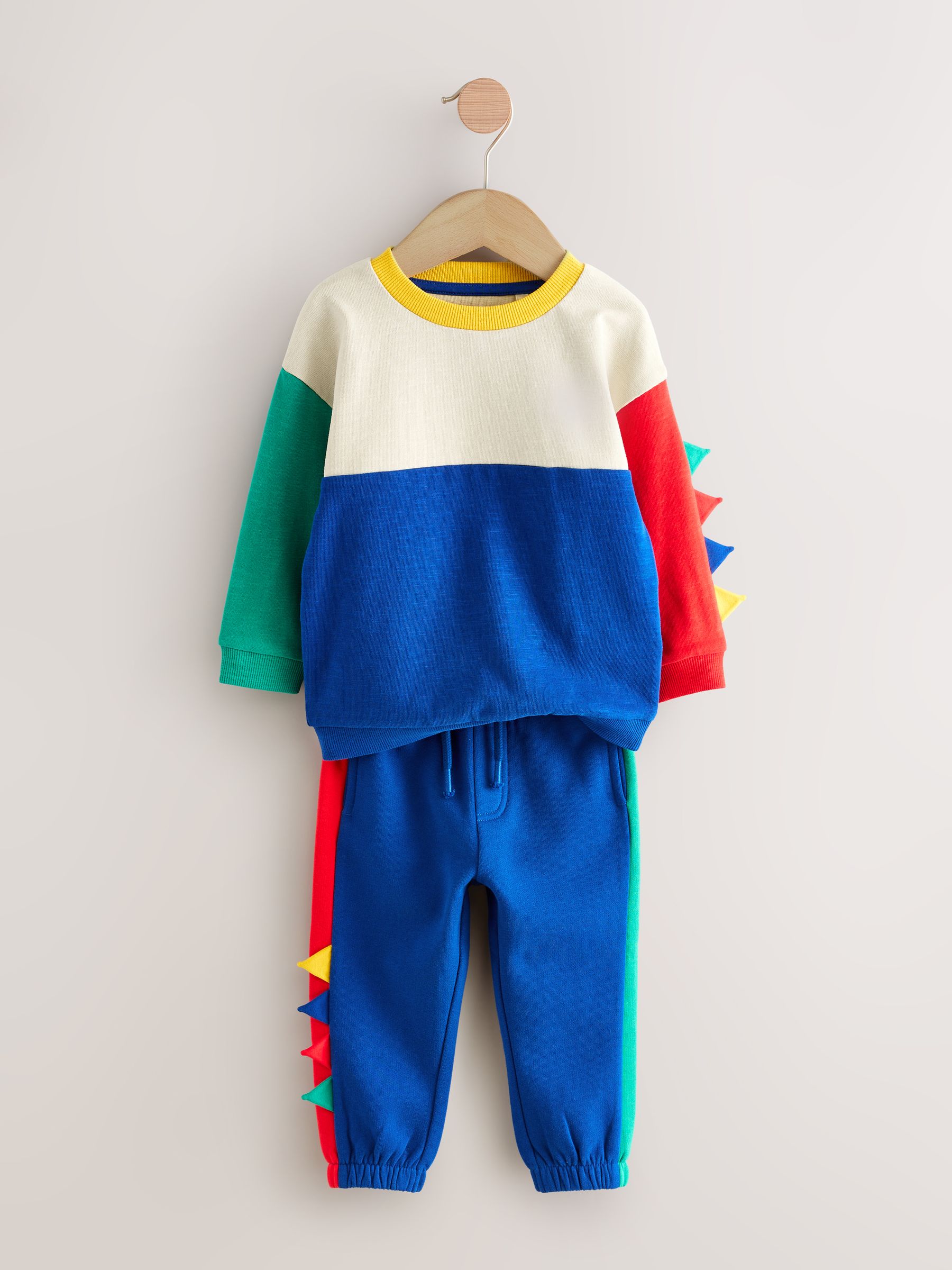 Multi Dinostekels - Set van zacht T-shirt met lange mouwen en joggingbroek (3mnd-7jr)