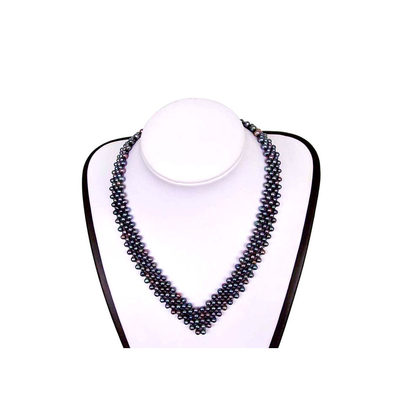 Collier 5 rangs en Perles de culture et Argent 925