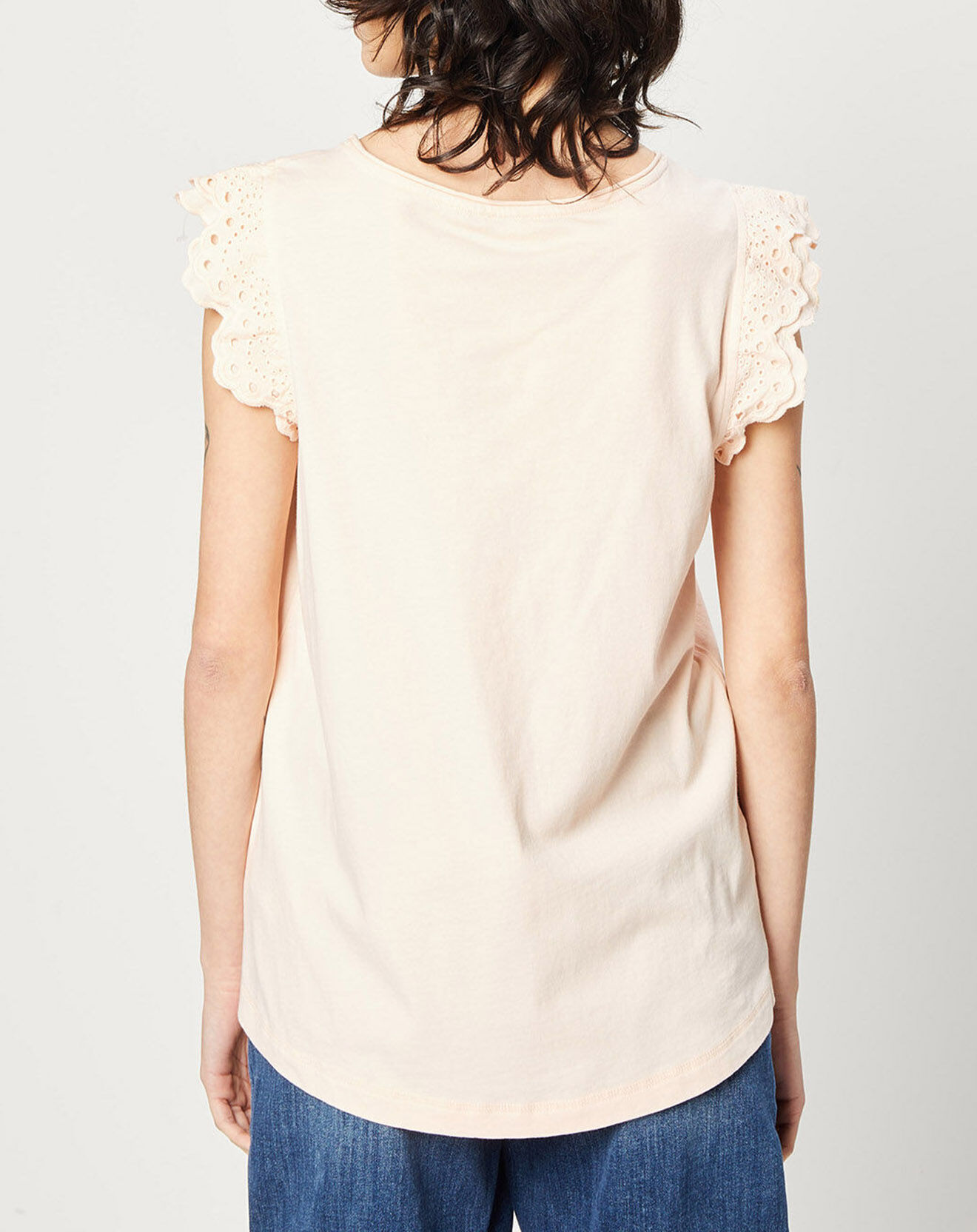 Esprit Top en Coton à manches broderies anglaises blanc