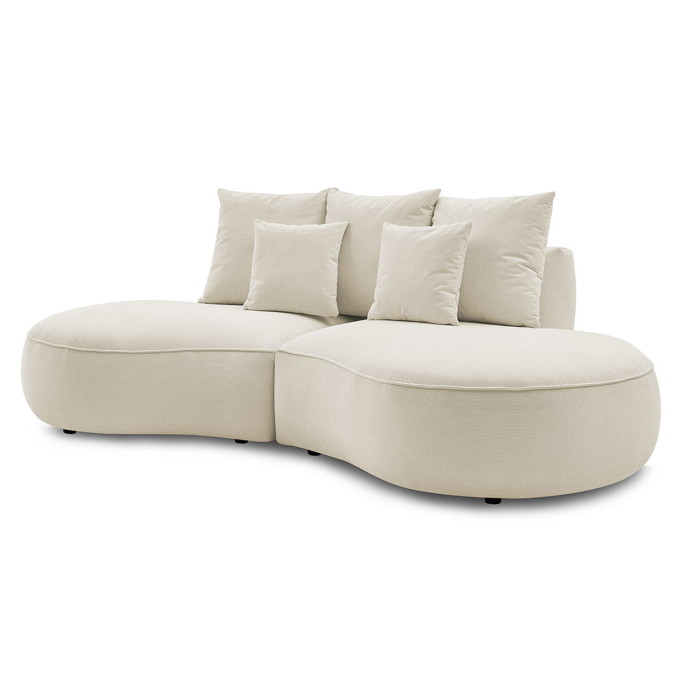Bobochic Canapé droit fixe 3 places saint-germain tissu texturé beige - 260x145x92 cm