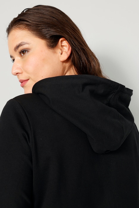 Long-Hoodie, Kapuzensweater, Blumen-Motiv, Langarm