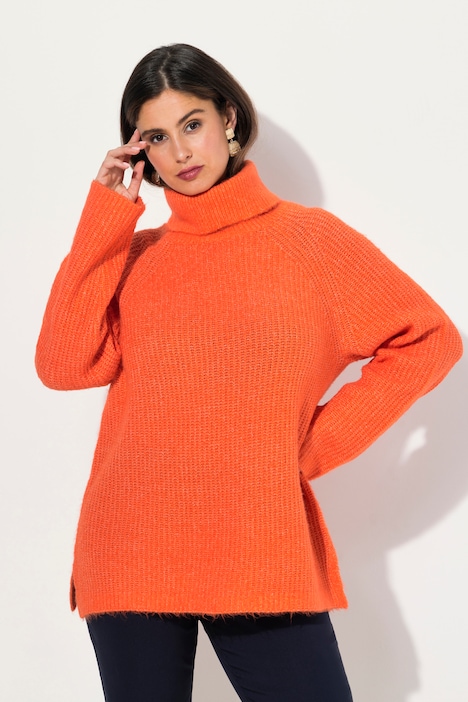 Pullover, Rippstrick, Rollkragen, Langarm, recycelt