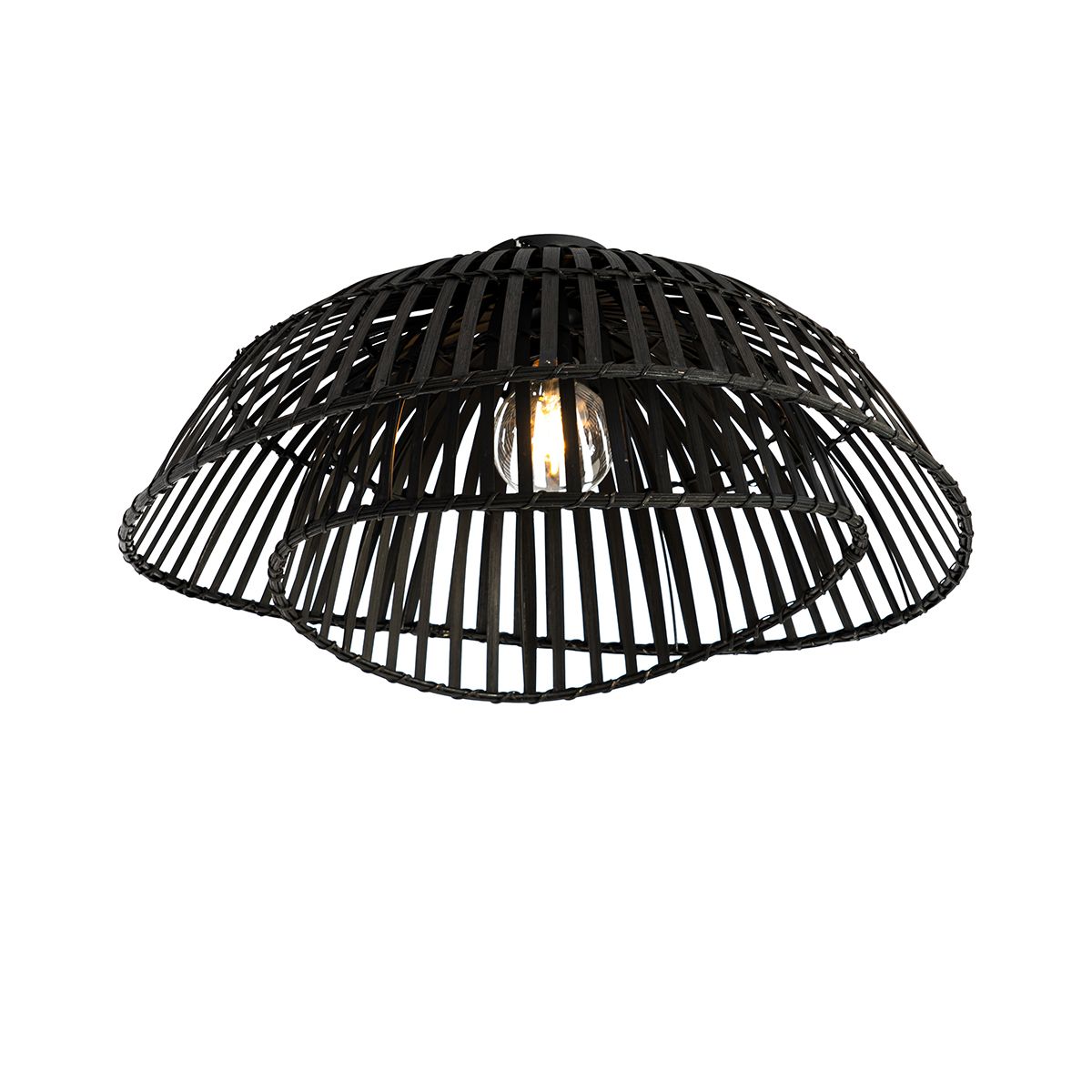 Oosterse plafondlamp zwart bamboe 62 cm - Pua