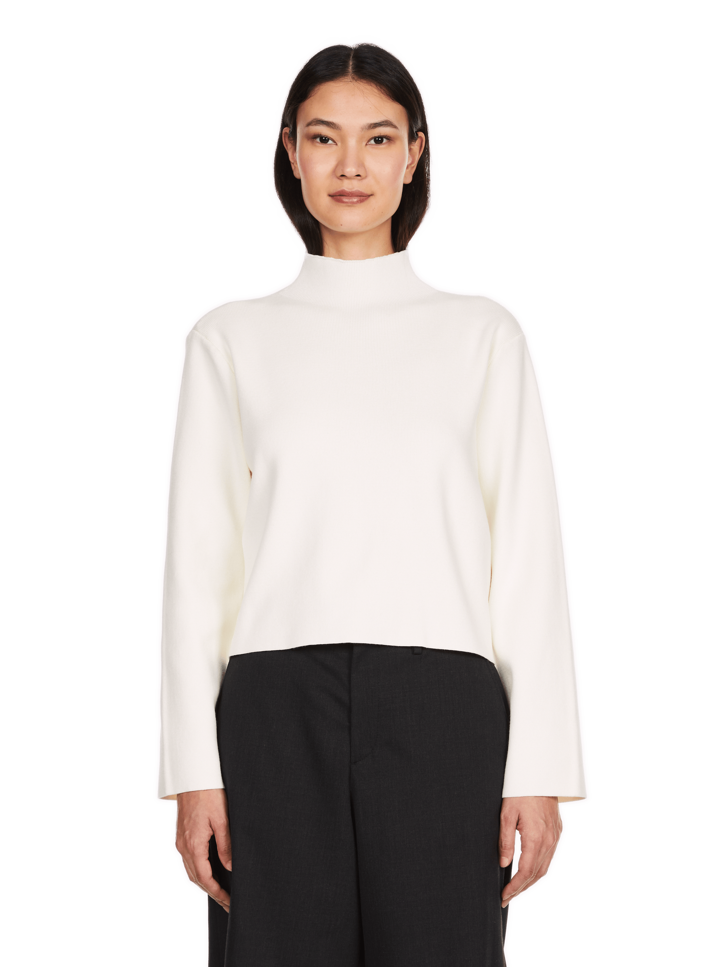 USIM - Pull crop col montant | Blanc