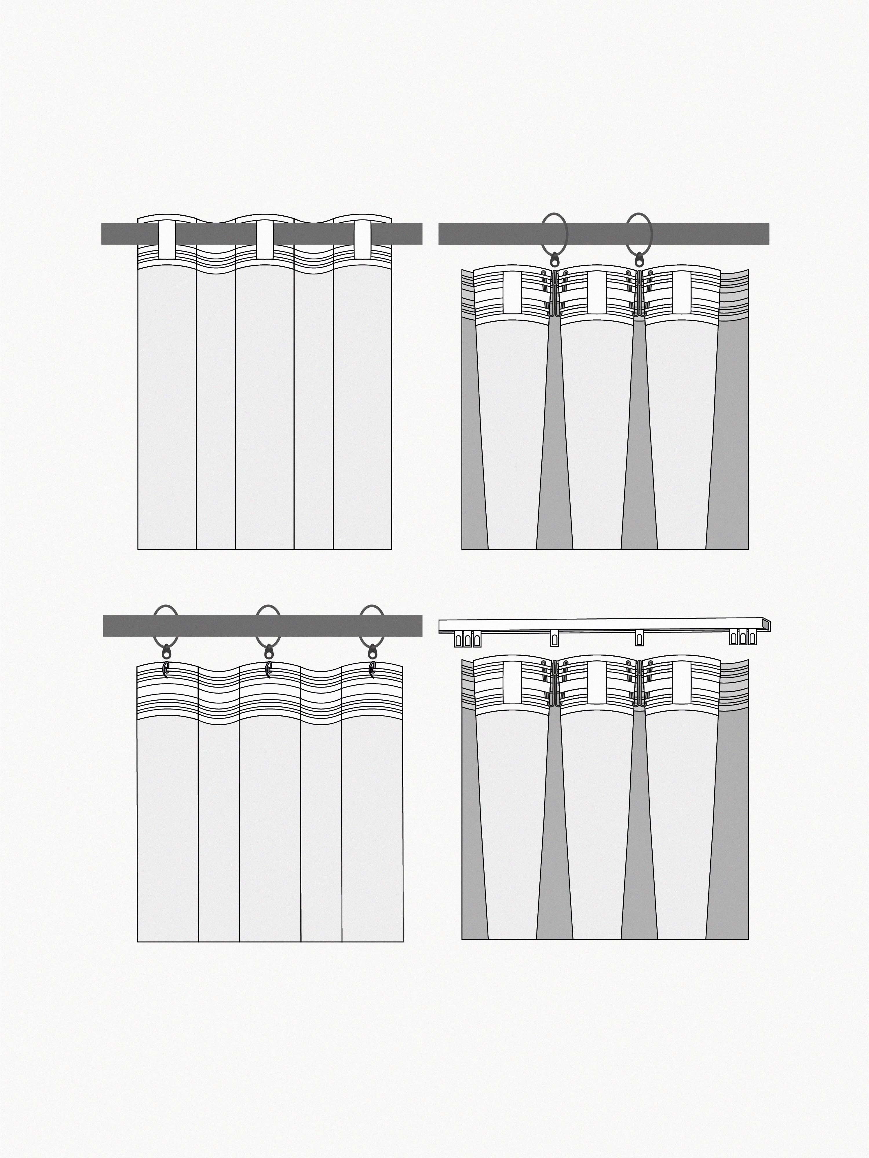 Ondoorzichtige multi-band gordijnen Joan, 2-delig, in verschillende formaten