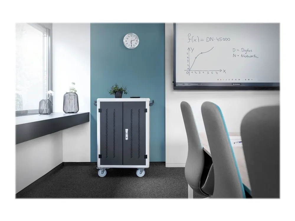 DIGITUS DN-45002 - Vogn med hjul (kun opladning) - for 30 tablets / notebooks - låsbar - stål - sort, RAL 9005 - skærmstørrelse: op til 15,6