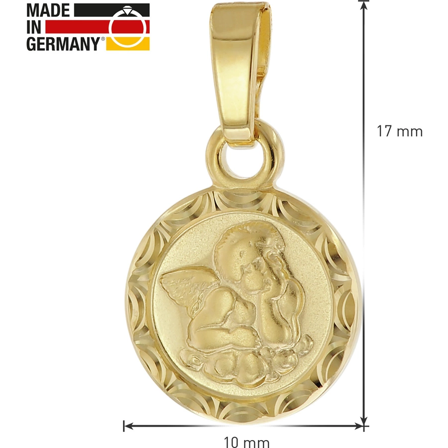 trendor Engel-Anhänger Gold 333 mit vergoldeter Silber-Kette für Kinder gold