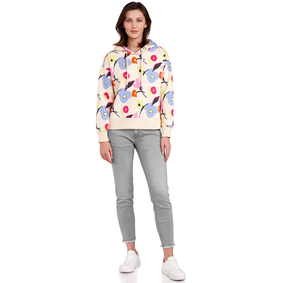 Gina Benotti Damen Slim-Jeans im Destroyed-Look grau