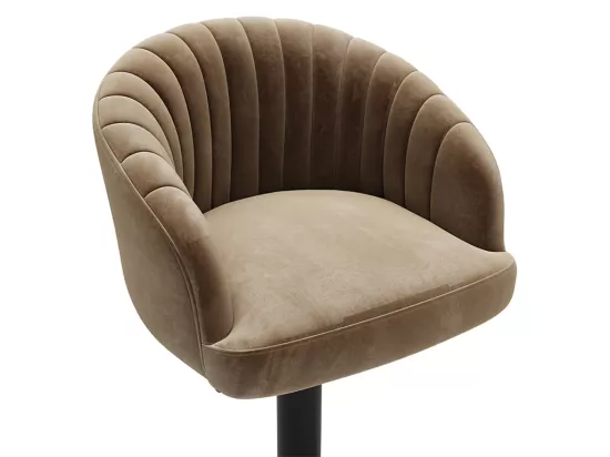 Lot de 2 tabourets de bar en velours et métal - Hauteur réglable - Beige - DORALIZ