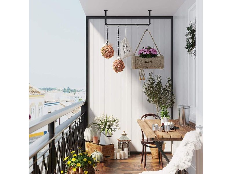 Songmics Wandgarderobe 92 cm x 7.5 cm, Schwarz Kleiderständer