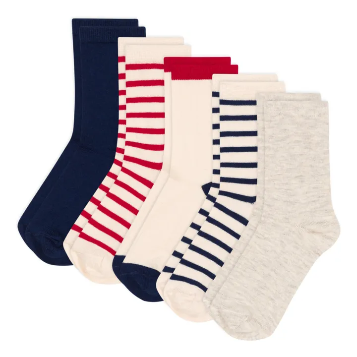Petit Bateau Lot 5 Chaussettes Rayures | Beige