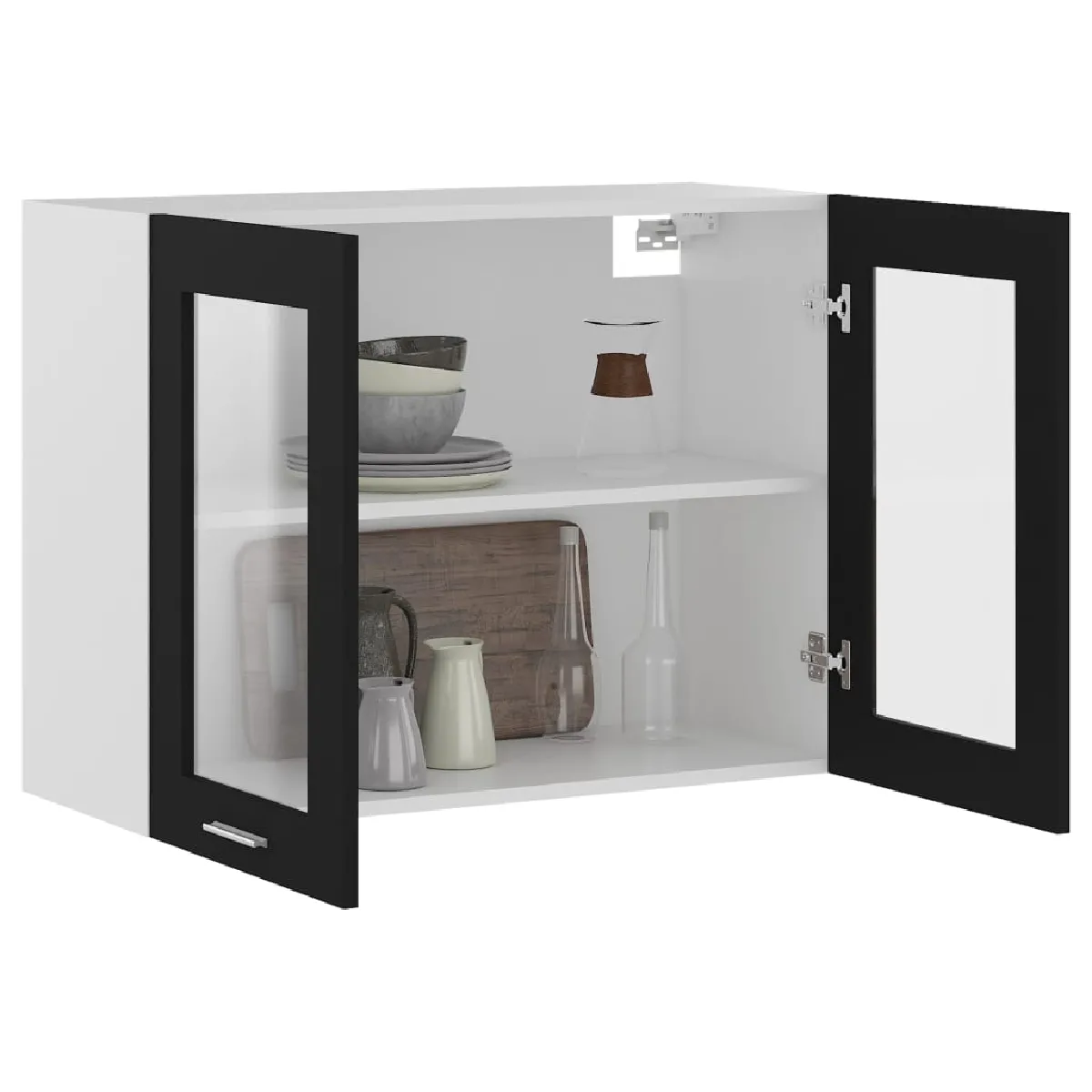 vidaXL Armoire en verre suspendue noir 80 cm
