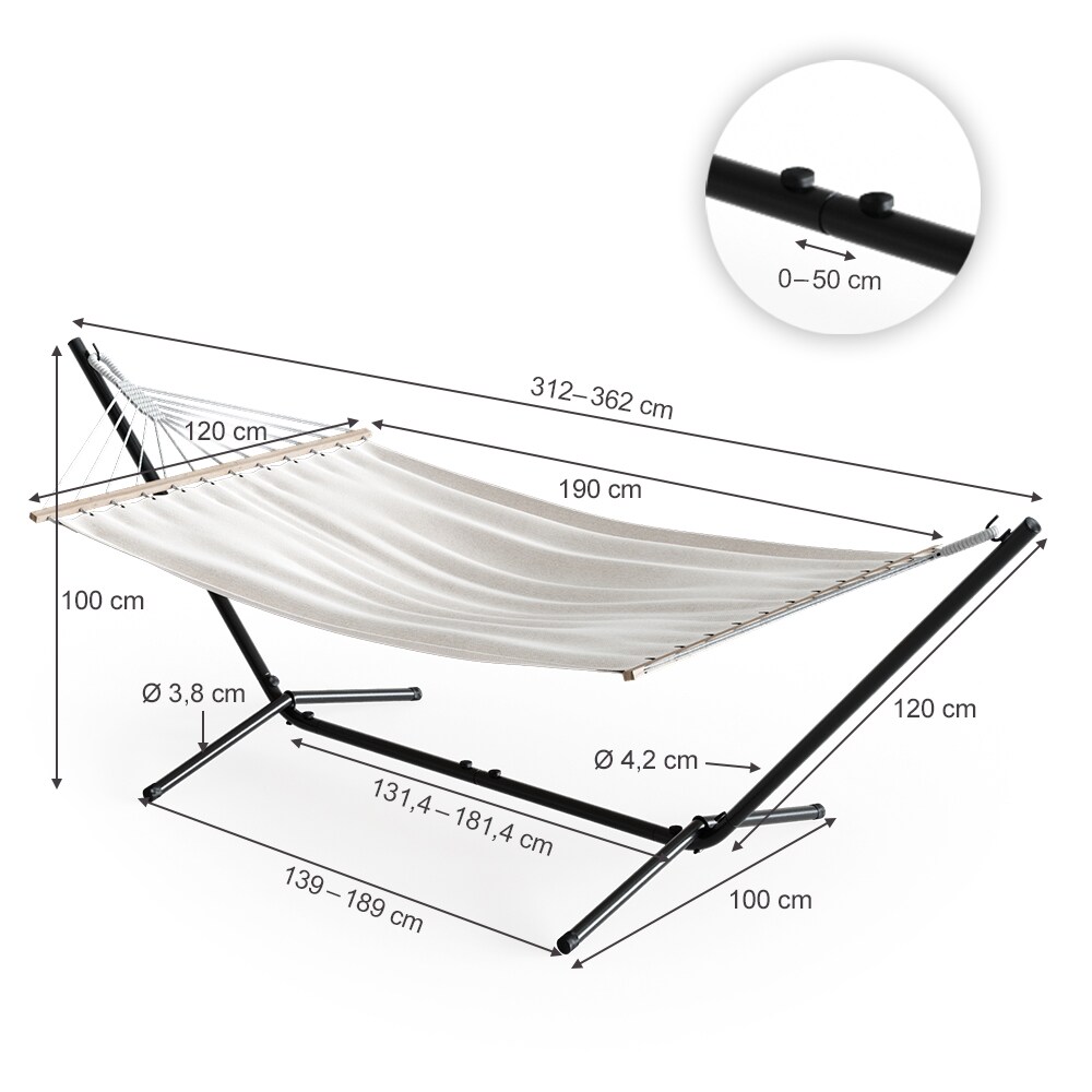 Hängemattengestell Hängematte mit Gestell 350cm weiß Metallgestell Sonnenliege