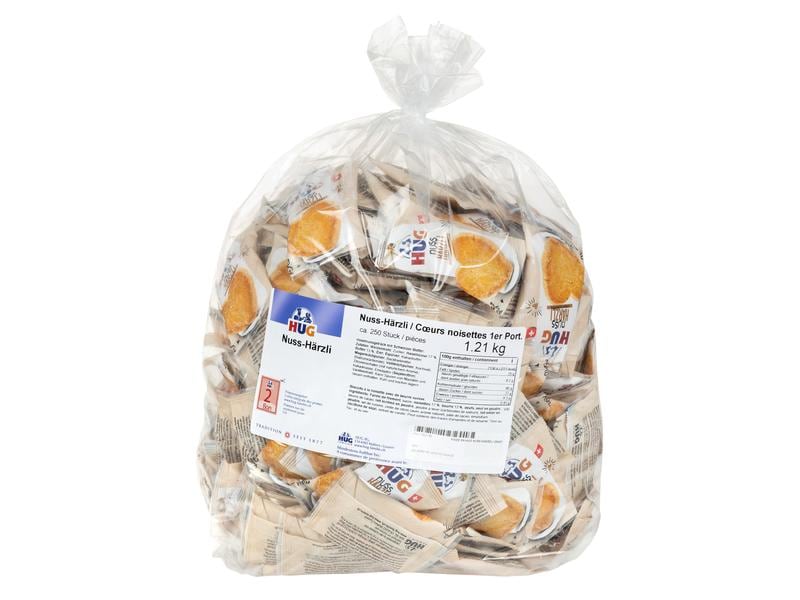 HUG Guetzli Nuss-Härzli 1er 250 Stück Mürbes Haselnuss-Biscuit
