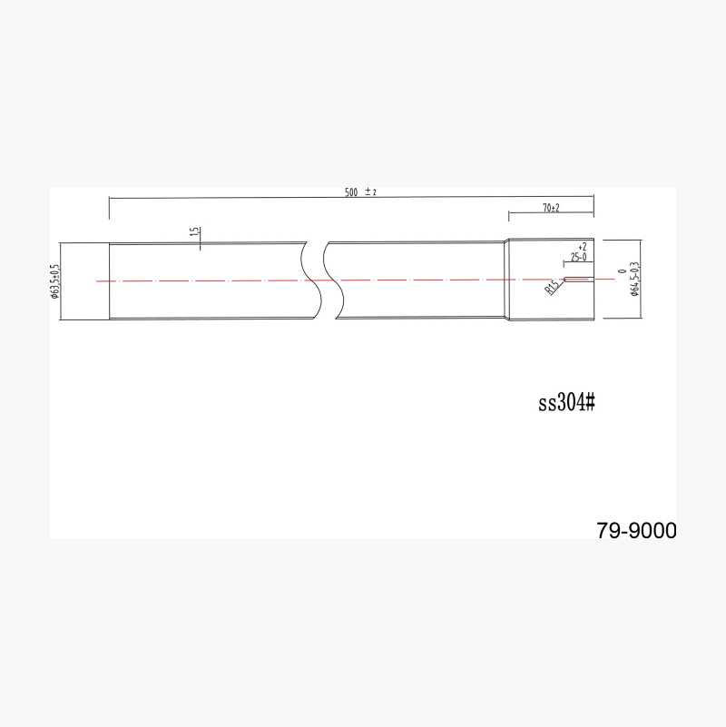 Rett rør med muffe, 0,5 m, 63,5 mm