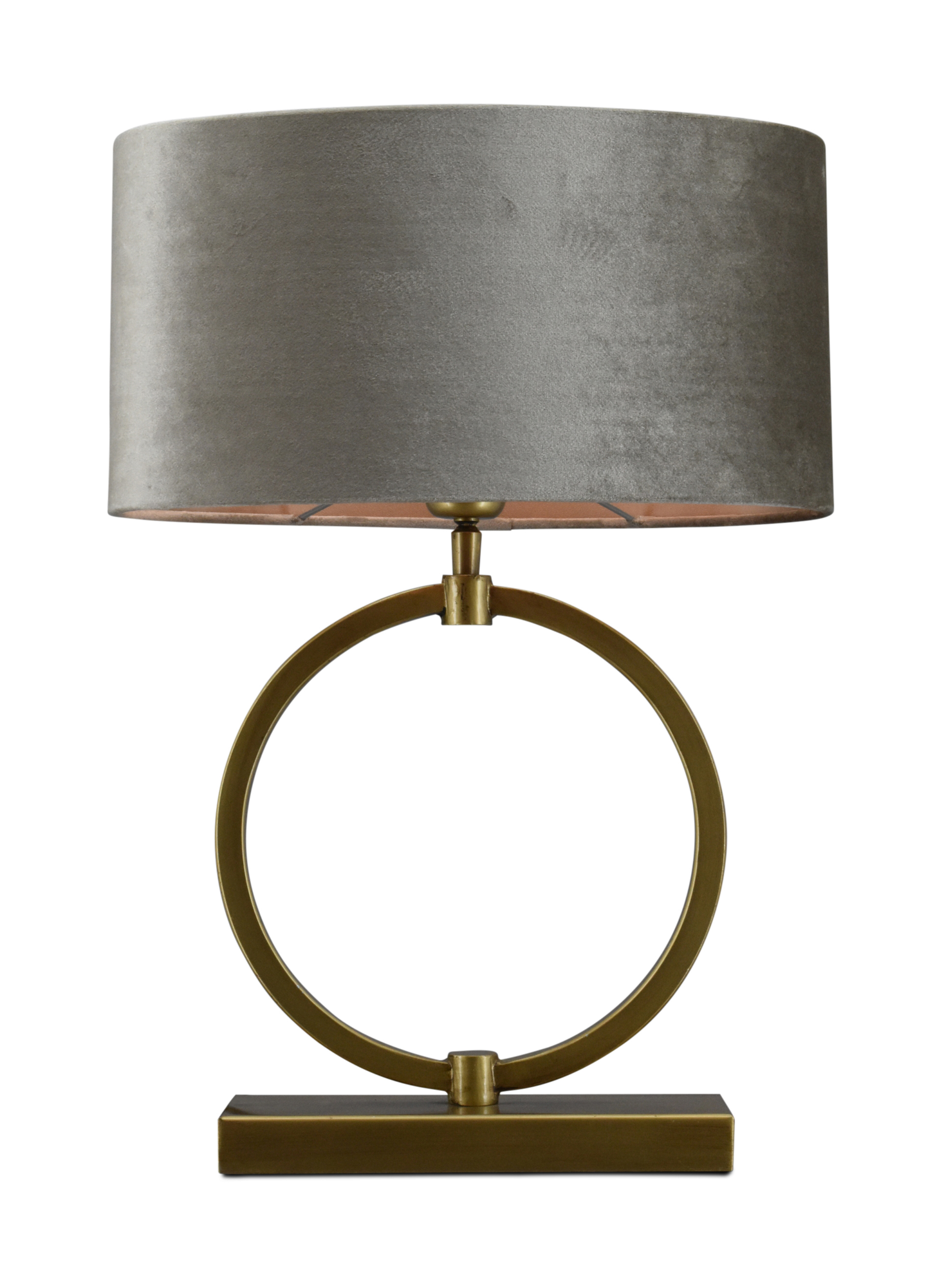 Tafellamp Devon small bronze + kap Ovaal 35x23x18cm Fendi velours taupe ( taupe binnenkant )