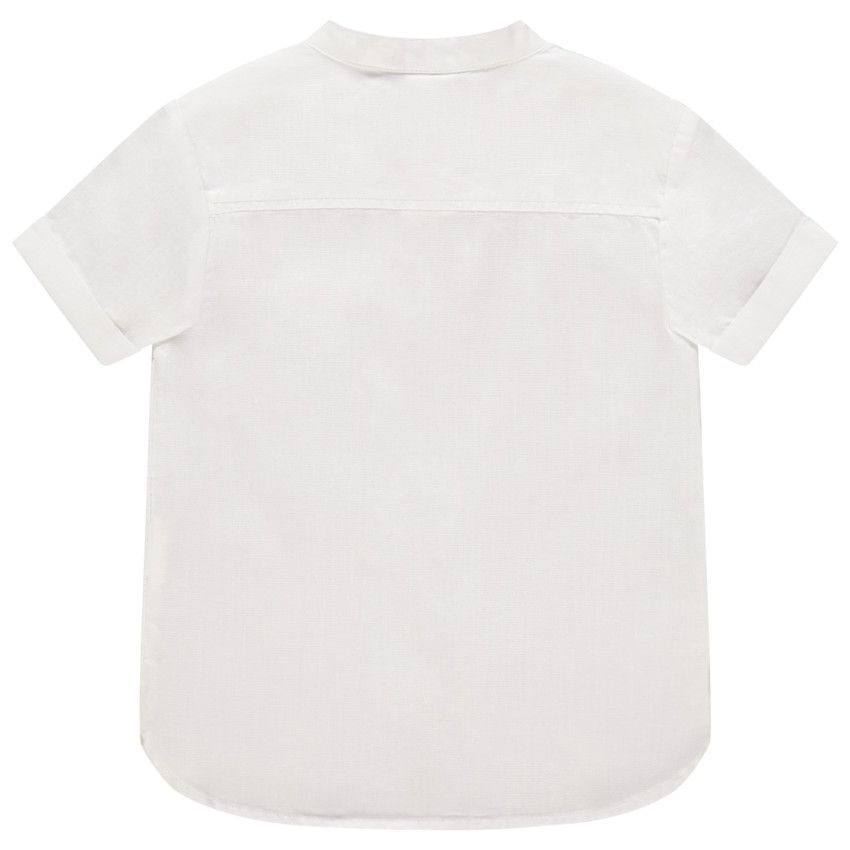 Chemise manches courtes à col mao - Blanc