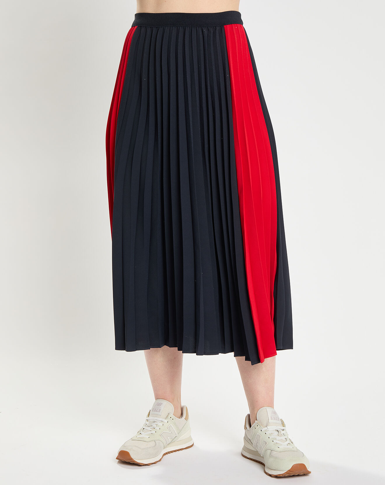 Tommy Hilfiger Jupe Midi Fluide Colorblock Pleated bleu/rouge