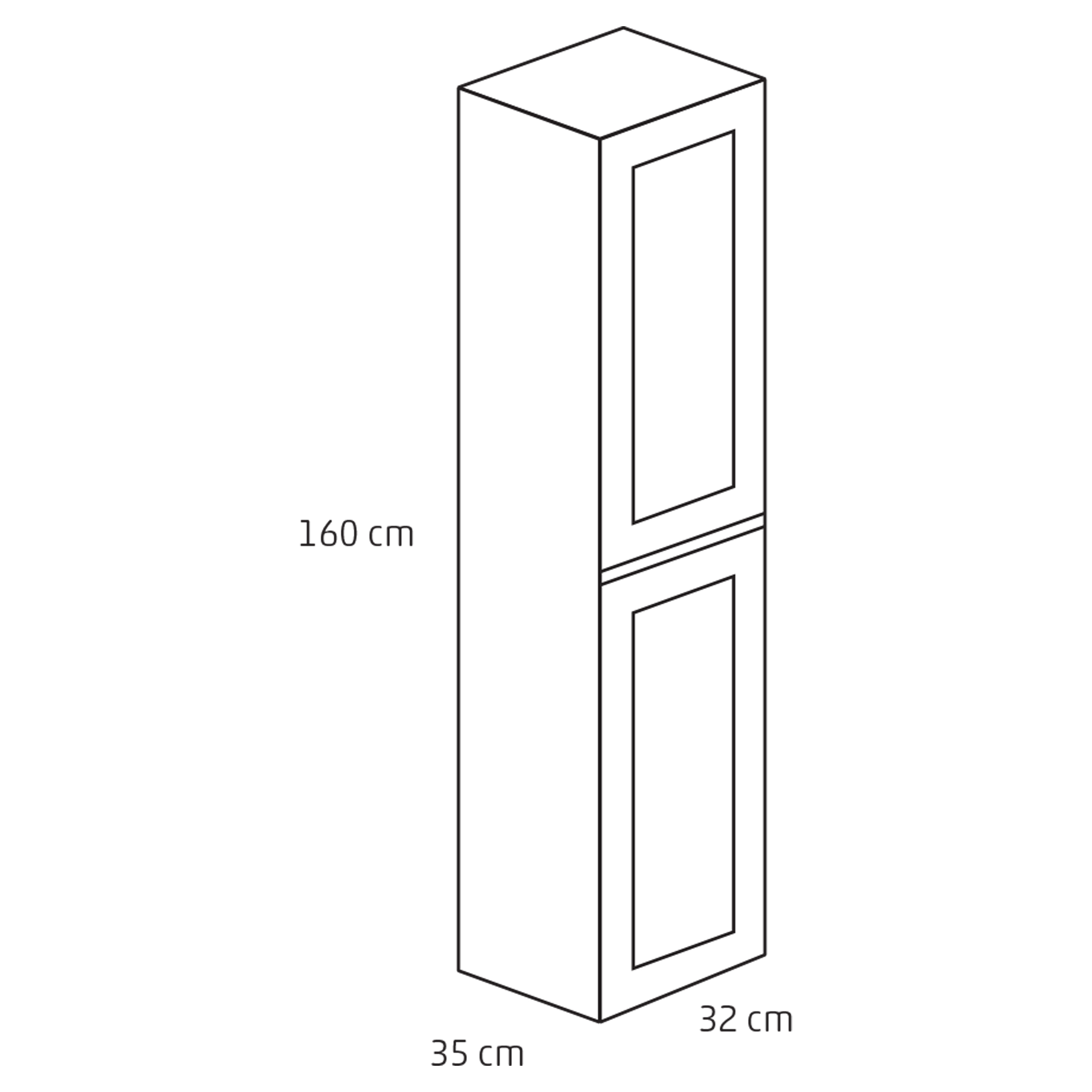 Differnz Reno hoge kast 35x32x160cm eiken