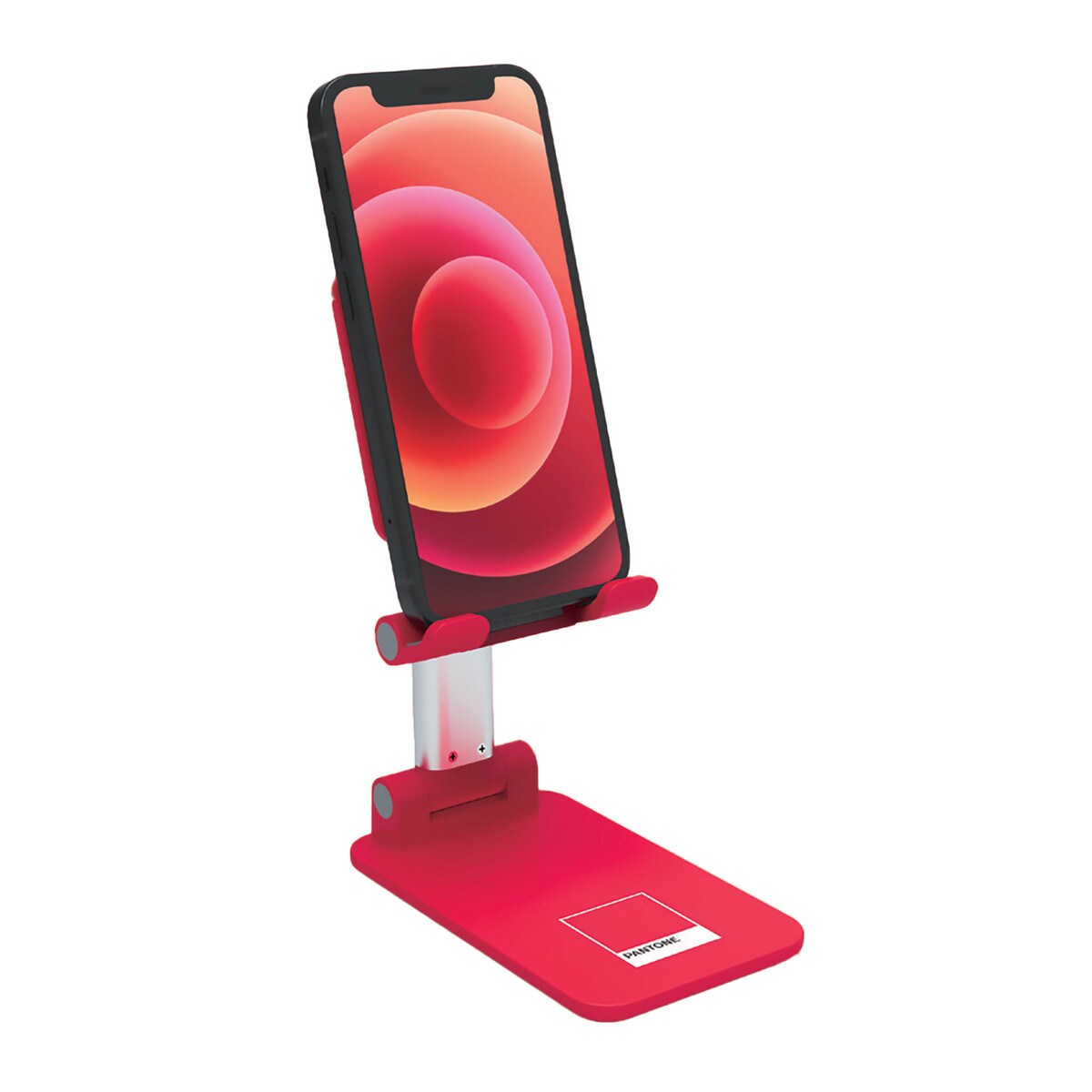 PANTONE Desktop Halterung Mobilgeraete rot | Universeller und rutschfester Halterungskopf |für Smartphones und Tablets bis zu 12'' | Robuster Sockel und stabiler Ständer