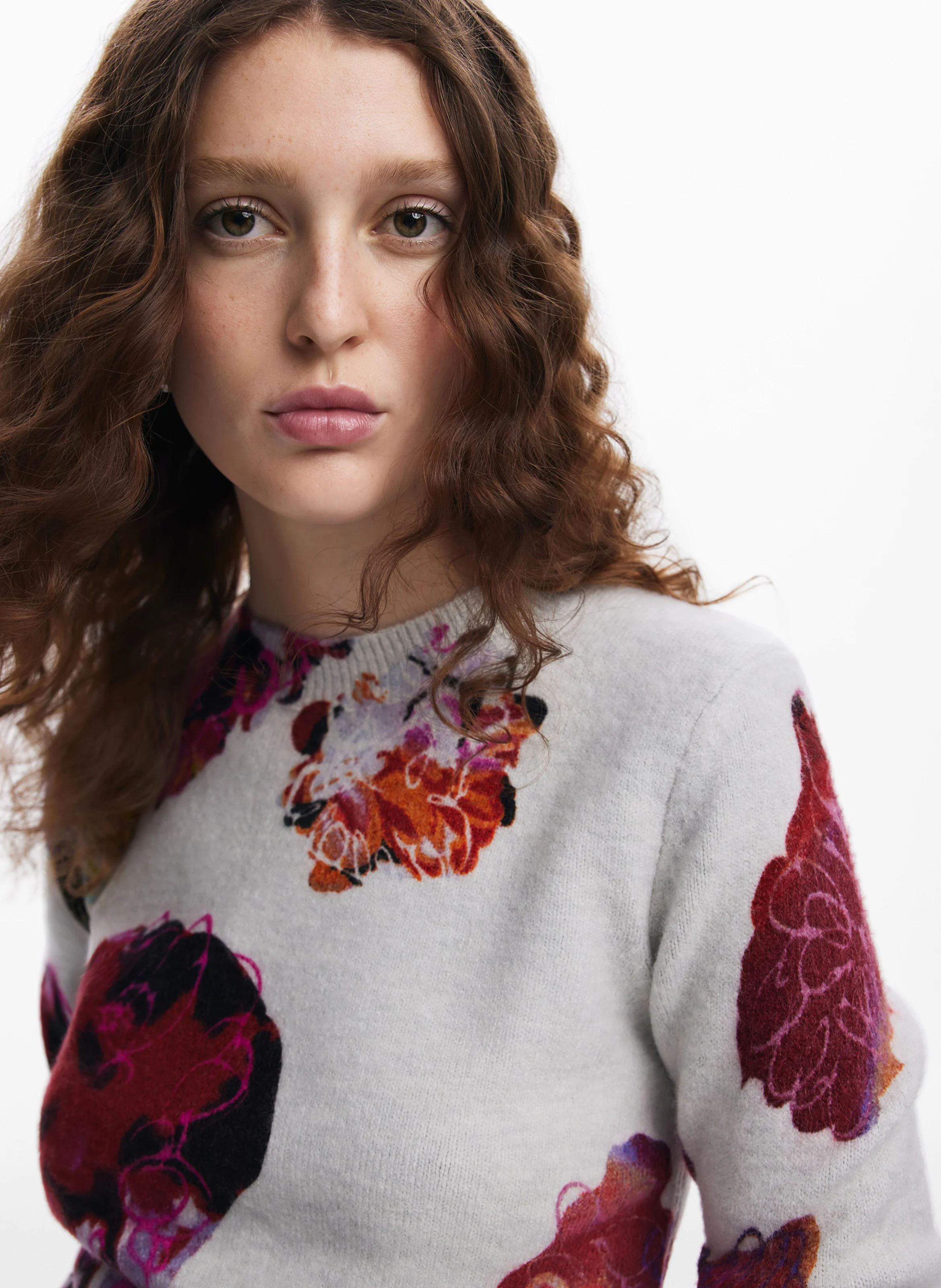 Pull col rond imprimé| Bleu
