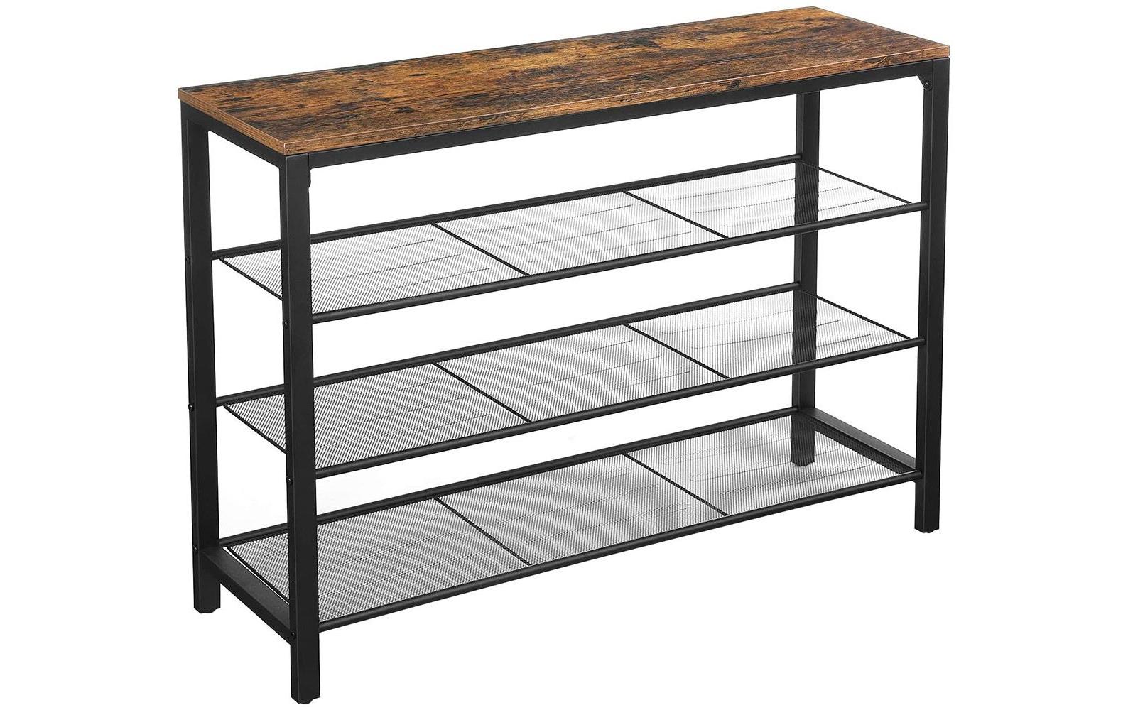 Schuhregal mit 3 Ablagen 100 x 72 cm, Braun/SchwarzSchuhgestell