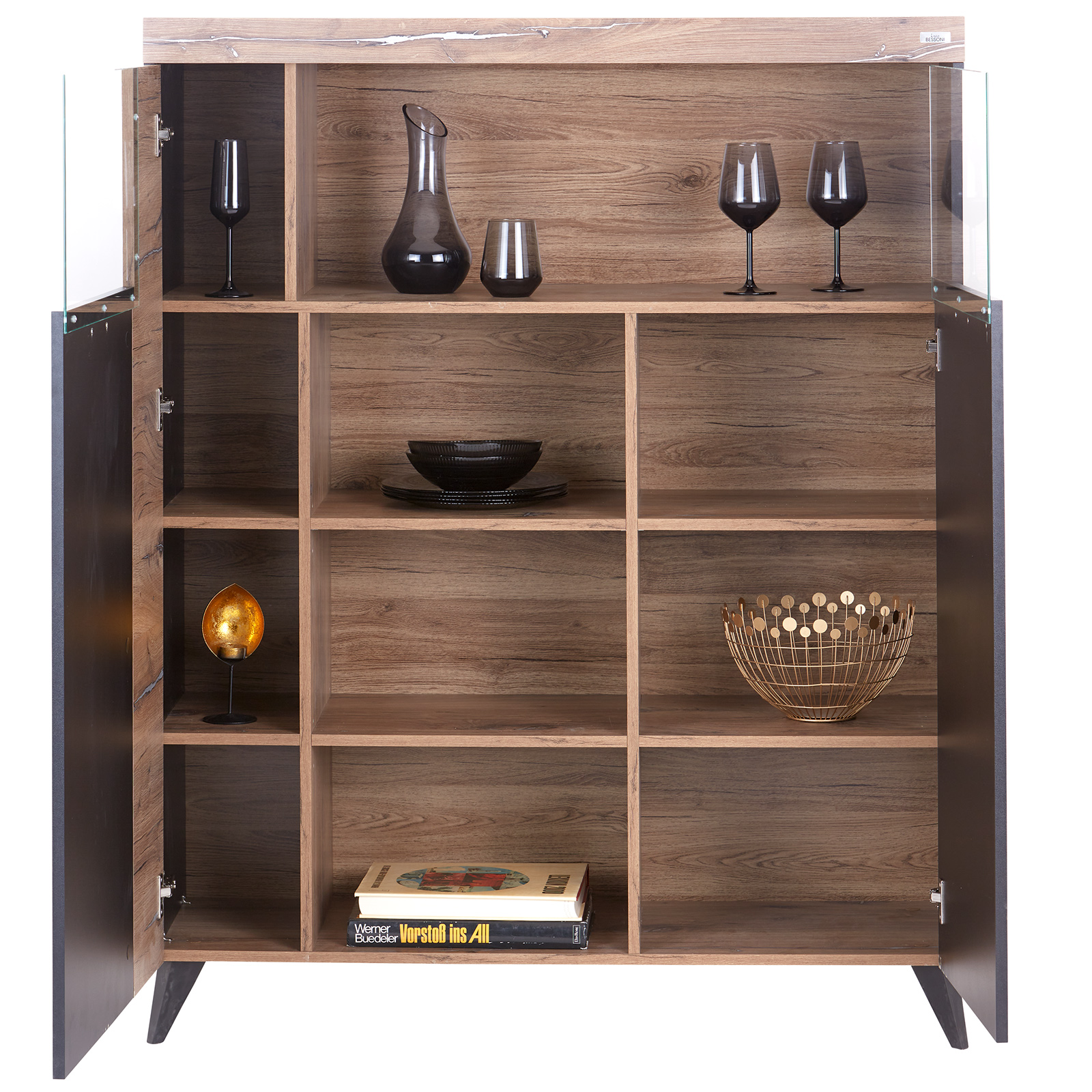 Vitrine - Flagstaff Oak - anthrazit - 115 cm