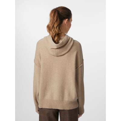 Damen-Strickhoodie, Beigemelange