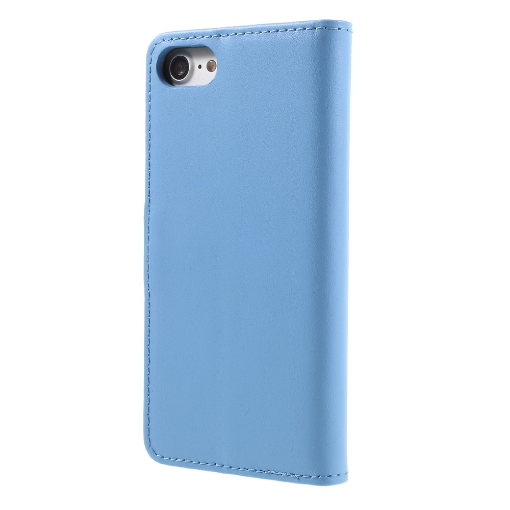 iPhone SE (2022/2020) / 8 / 7 Echtleder Tasche Flip Cover mit Karten Etui - Blau