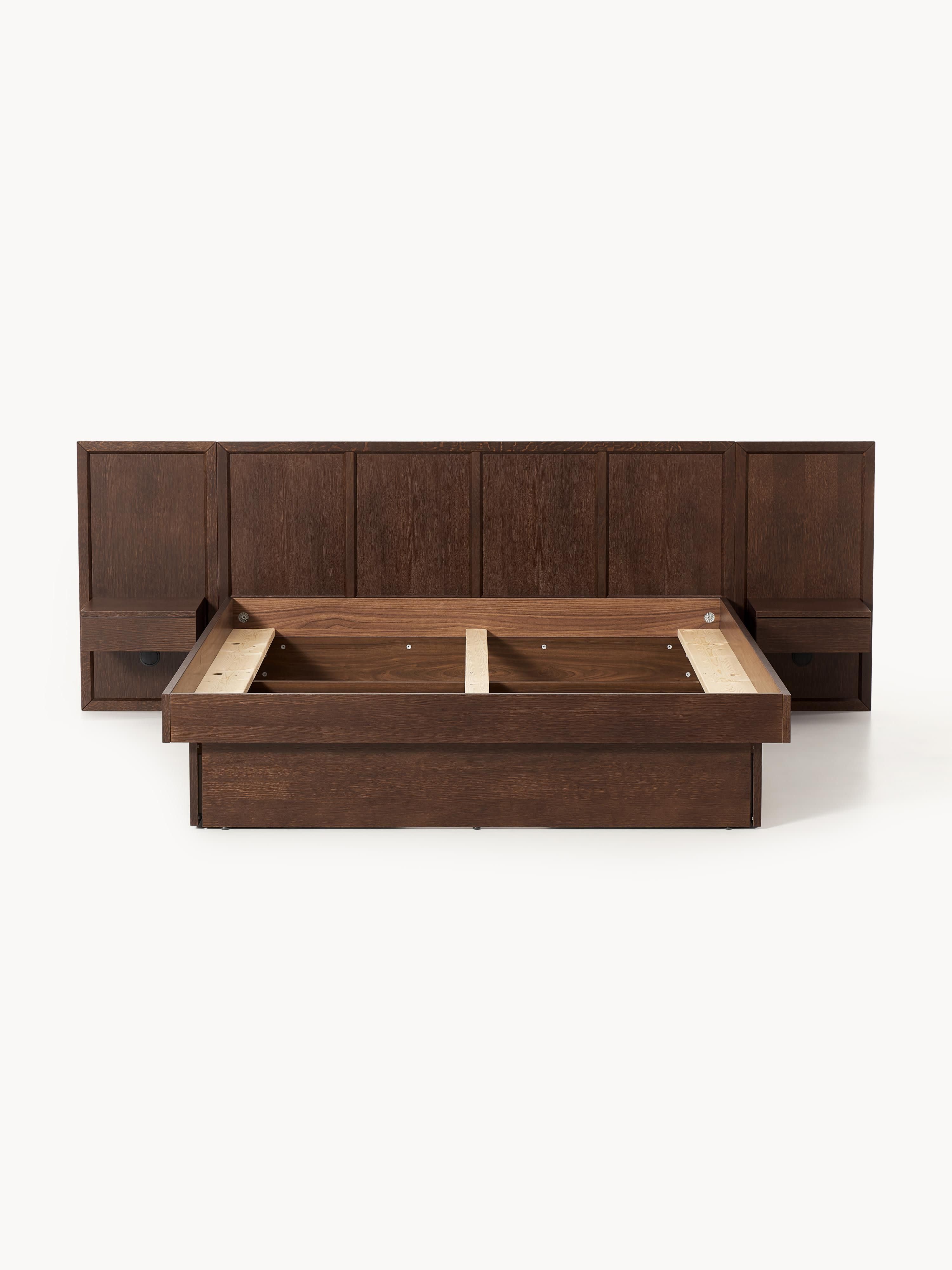 Houten bed Nanto met lades en hoofdeinde