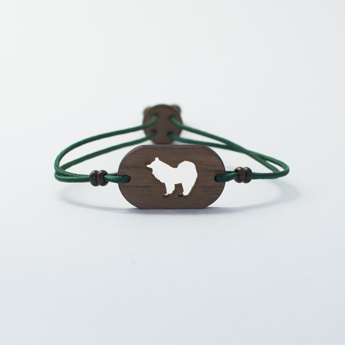 Pulseira de madeira Samoieda personalizável, verde.