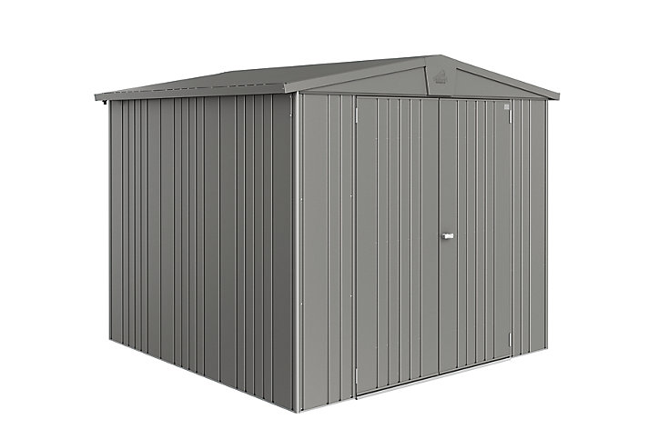 Abri de jardin double porte Biohort Europa T4 en métal coloris gris quartz métallique ép.0,53 mm surface extérieure 5,56 m²