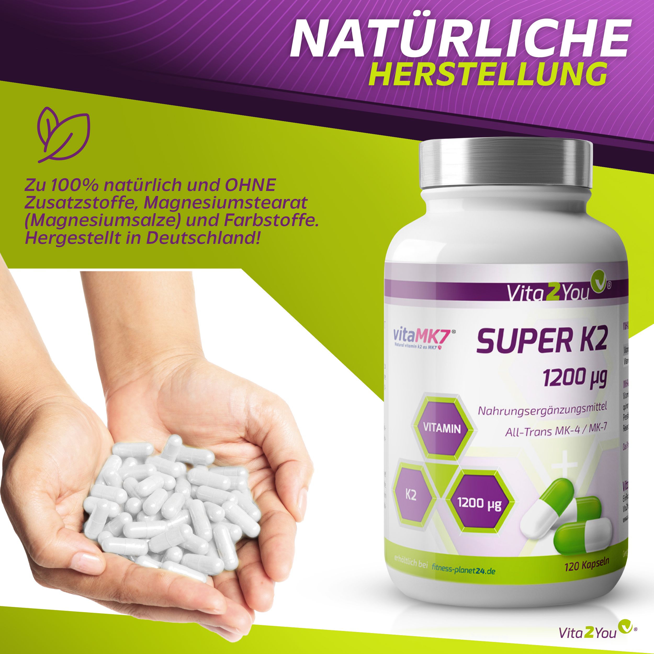 Vita2You Super K2 Kapseln 1200µg Vitamin K2