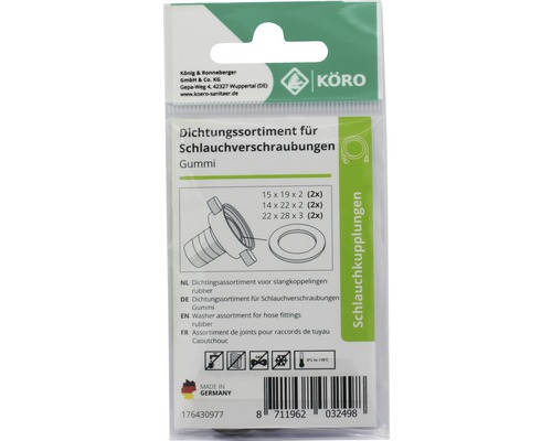Assortiment rubberen ringen, 6 stuks