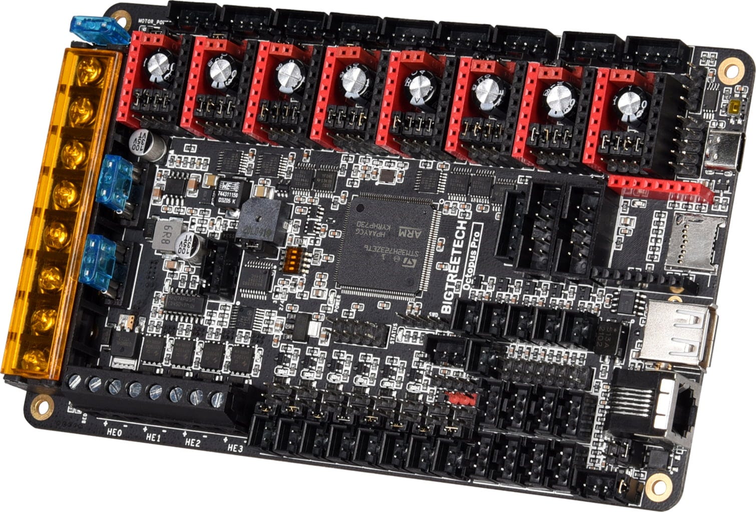 BIGTREETECH  Octopus Pro, H723    Leistungsstarkes Mainboard mit optional einstellbarer Spannung bis max. 60 Volt